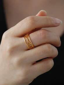 TEAMER 1 件简约不锈钢“耶稣”鱼形符号戒指，男女通用幸运符指环，送给朋友的个性化礼物 - 簡約系列 - 查看 3