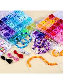 Pony Beads Kit, Mix Colors Pony Beads Kit For Jewelry Making, DIY Bracelets Necklaces Hair Braiding, Letter Beads Braids Crafts Friendship Gifts Festive Atmosphere Decoration