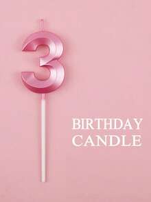 1pc Pink 0-9 Diamond Shaped Birthday Cake Candle Decoration, Winter Gift For Women, Room Decor, Gift, Birthday Candle, Birthday Decoration, Happy Birthday, Cake Candle, Graduation Season Room Decor - Baby Pink - View 4