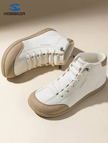 HOBIBEAR Women's Fashion Ankle Boots, Casual Outdoor Wide Toe Mid-Top Sports Shoes, Versatile Leather Boots For Spring & Autumn - Rice Dumplings - View 6