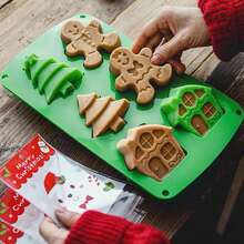 1 Set Weihnachts-Themen Silikonform, enthält Formen für Weihnachtsbaum, Haus, Lebkuchenmann, zum Herstellen von Schokolade, Kuchen, Pudding, Keksen, Brownies und anderen Weihnachtssüßigkeiten und Leckereien. Aus Silikon, hitzebeständig, für Kühlschrank, Ofen, Mikrowelle und Geschirrspüler geeignet. Ideal für Weihnachten, Geburtstagsfeiern oder andere Feiertags-Events zum Backen und Dekorieren.