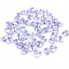 100pcs/Bag 9*11mm Transparent Love Heart Acrylic Bead Loose Spacer Beads For Jewelry Making Bracelet Accessories - 紫色 - 查看 5
