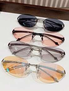 1pc/2pcs/4pcs Elegant Oval Transparent Frameless Star Design Fashion Glasses For Women - Multicolor - View 2