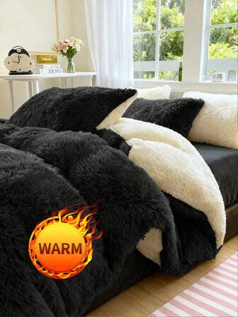 2/3pcs Faux Mink Duvet Cover Set, Long Plush Silky Soft, Soft And Lovely, 1Duvet Cover & 1/2 Pillowcases, Cozy Fluffy Texture, Multiple Color Options, Fits Twin/Full/Queen/King Size, Machine Washable, Luxury Bedding Set, Warm Room Decor, Autumn Decor, Winter Decor