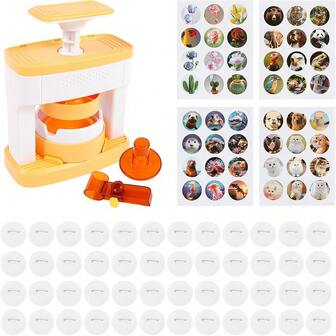 1 Set Badge Maker For Kids,DIY Pin Button Maker Press Machine Badge Punch Kit With 48 Pcs Button Parts Pictures Circle Cutter,Versatile Creative Press Machine Badge Punch Kit,Round Pin Maker Machine For Kids And Crafting Projects