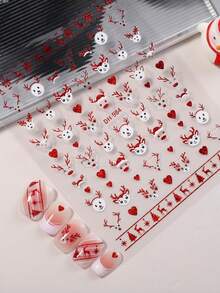 Christmas Series Nail Stickers Flat With Back Glue Cartoon Christmas Snowman Reindeer Nail Stickers Accessories