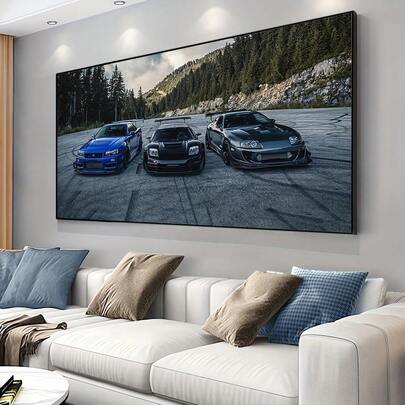 1pc Unframed, Canvas Poster, Modern Art, Cool Sport Cars Wall Art, Fashion Home Decoration, Gift For Friends, Family, For Living Room, Bedroom, Office, Kitchen, Bar Cheap Wall Decor Winter Decor, Room Decoration