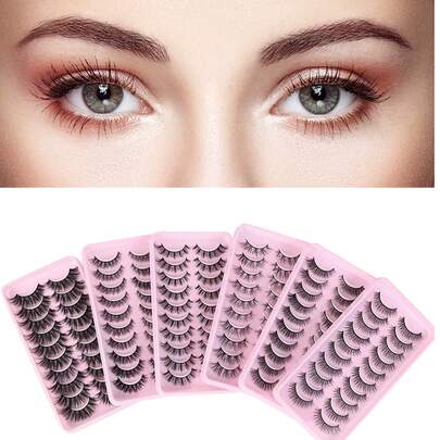 10 Pairs Mixed Natural False Eyelashes, Fluffy Soft Thick 3D Mink Lashes, Black Long Lashes, Multi-Layer Short & Dense False Lashes, Makeup Products For Crossing, Wedding Party, Daily Work Meeting, Natural Lashes, Comfortable Lash Bands, Crossed Tip Lashes, Long Lashes, Realistic Lashes, Durable For Daily Cosplay, Dating, Fashion Makeup, Beauty Tools, Full False Eyelashes