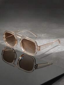 1 par de gafas de aviador de un solo puente para hombre, modernas y casuales, ideales para exteriores, viajes, atuendos de moda y fotografía callejera.