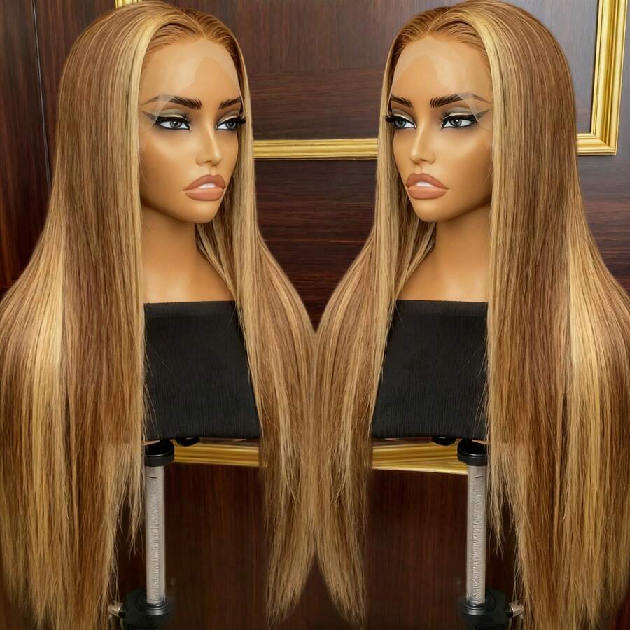 Honey Blonde Wig Human Hair 13x4 HD Lace  Frontal Wig Straight Lace Front Wigs P427 Colored - SP4/27 - View 1