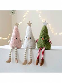 1 buc/2 buc decorațiuni de Crăciun, păpușă de brad de Crăciun și ornament de coroană - brad pufos verde cu picioare dungate, pentru decor acasă, masă, perete și petrecere de Crăciun, cadouri de petrecere, cadouri pentru cupluri