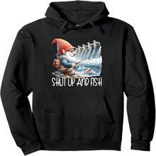 Reservoir Fishing Gnome Graphic For And Fish Pullover Hoodie - 黑色 27 - 查看 1