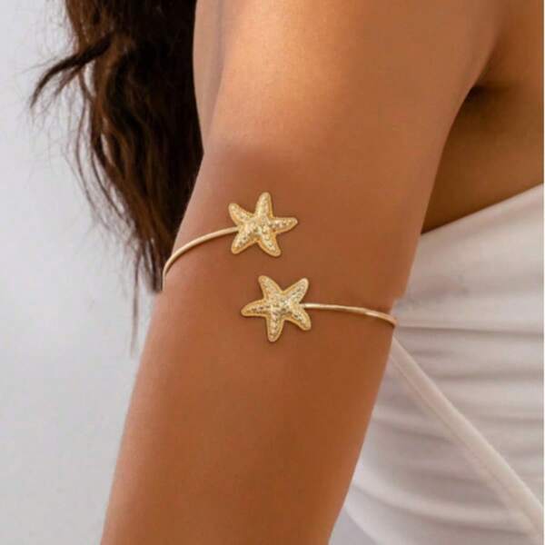 1pc Fashionable Minimalist Starfish Arm Cuff, Stylish & Refreshing Summer Arm Bracelet, Suitable For Women's Daily Wear, Various Holidays, Mother's Day Gift, Socializing, Parties, Activities, Beach, Vacation, Jewelry Accessory