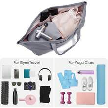 Bolsa para tapete de yoga con compartimento para zapatos y bolsillo húmedo, bolsa de gimnasio para pilates para mujeres y hombres con correa para sujetar el tapete de yoga, accesorios para entrenamiento - Gris - Ver 7