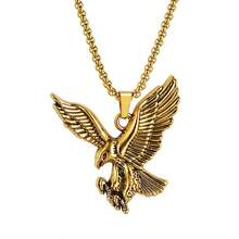 1 Stück Neuer europäischer & amerikanischer Stil Goldener Adler Anhänger Halskette, personalisierter Alltagsschmuck für Männer