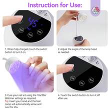 SAVILAND Gooseneck U V Lamps For Gel Nails: Smart Sensor U V Nail Lamp 10S Quick Drying U V Light For Gel Nails 36W Rechargeable LED Nail Lamp 4 Timer Setting 360° Adjustable Nail Tech - White - View 6