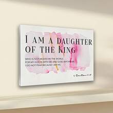1pc Framed Canvas Print "I Am A Daughter Of The King" Watercolor Wall Art With Inspirational Bible Verse (1 Corinthians 12:31) - Ready To Hang Wood Frame, Pink & Golden Accents, Horizontal Christian Home Decor For Bedroom, Living Room, Office, Inspirational Wall Decor, Classic Artwork, Handcrafted Feel, Motivational Quote, Spiritual Encouragement - Nhiều màu - Xem 3
