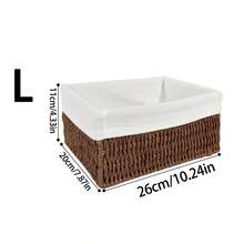 3件套/1件手工编织藤条桌面收纳篮，可收纳化妆品、钥匙、零食，适用于客厅、卧室、书房和办公室桌面，家居装饰收纳篮，情人节礼物