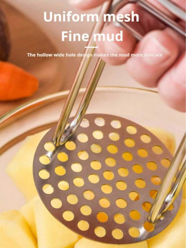 1 pezzo Schiacciapatate in acciaio inossidabile, schiacciapatate, schiacciapatate per bambini, schiacciapatate per purè di patate, tritatutto, antiruggine, lavabile in lavastoviglie, facile da impugnare - ottimo per cibi morbidi (accessorio essenziale per la cucina di casa)