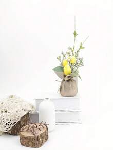3 pièces Charmant arbre de citron artificiel avec corde de toile de jute - Mini plante en pot pour la décoration de la maison et du bureau, parfait pour une utilisation intérieure/extérieure, affichage saisonnier polyvalent