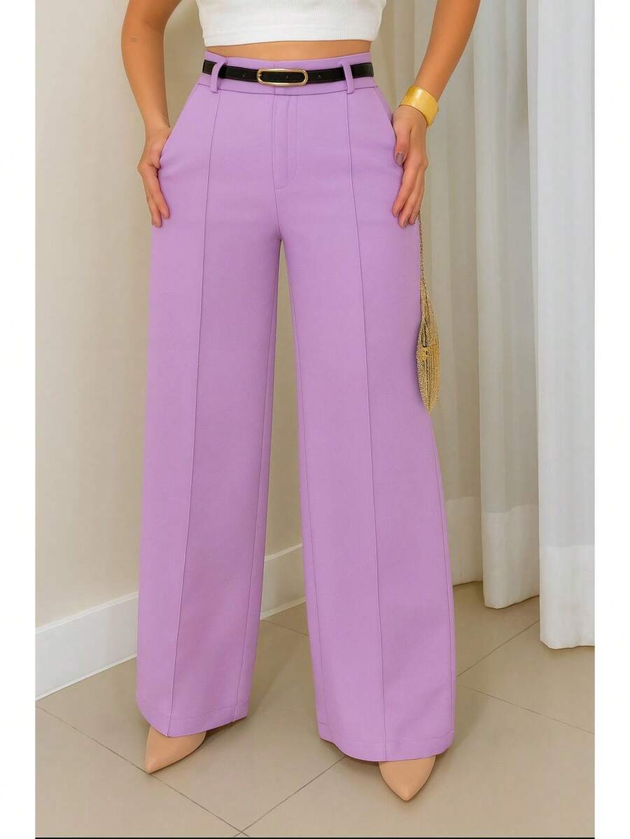 Premium Tailored Swamp Pants With A Simple Pocket Accompanied By A Thin Belt Fabric With Belt Zipper Pocket - tử đinh hương - Xem 1