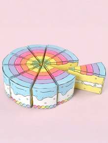 10pcs Cute Creative Cake Shaped Gift Boxes, Pink Strawberry, Blue Rainbow, Bow Ribbon Decor, Cake Surprise Blind Box, 10 Wedge Boxes Forming A Cake Shape, Each Box Contains A Different Surprise Gift, Perfect For Birthday Party, Important Occasions, Back To School Gifts And Holidays - Multicolor - View 7