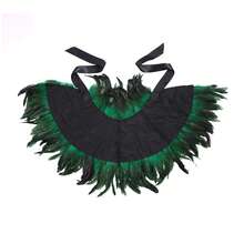 Women Feather Cape, Colorful Gothic Cape Feather Shawl Costume For Halloween Cosplay Party - màu xanh lá - Xem 4