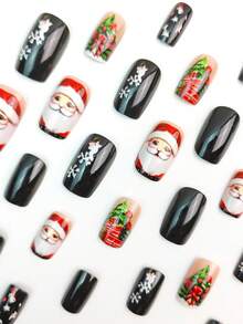 Paznokcie świąteczne, śliczne paznokcie, Święty Mikołaj, choinka, jesienne paznokcie prasowane