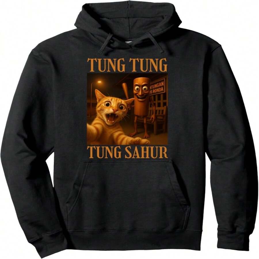 Tung Tung Tung Sahur Pullover Hoodie - 黑16 - 查看 1