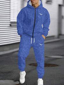 2 pezzi Set Tuta Casual da Uomo - Giacca cochiusura lampoip e Pantaloni con Coulisse in Vita, Adatto per Uso Casual Quotidiano, Vacanza, Campeggio, Ottimo Regalo per Marito o Fidanzato, Abbigliamento Autunnale