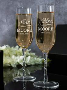 1/6/12张定制婚礼水晶标签贴纸 - 10种款式，可个性化定制文字，婚礼派对香槟杯水晶标签贴纸，送给新郎新娘的结婚礼物，伴娘纪念品 - 彩色 - 查看 3