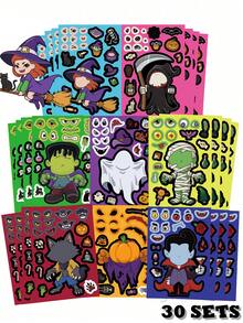 8/24/40/80 pezzi Adesivi decorativi per Ognissanti, Adesivi a tema Ognissanti, Gadget per feste di Ognissanti, Forniture per attività e artigianato