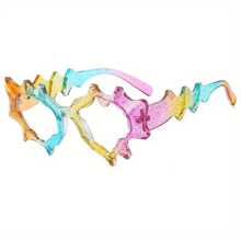 Fashionable Simple Unique Exaggerated Irregular Wave-Shaped Fashion Glasses - Mixed Color White - View 1