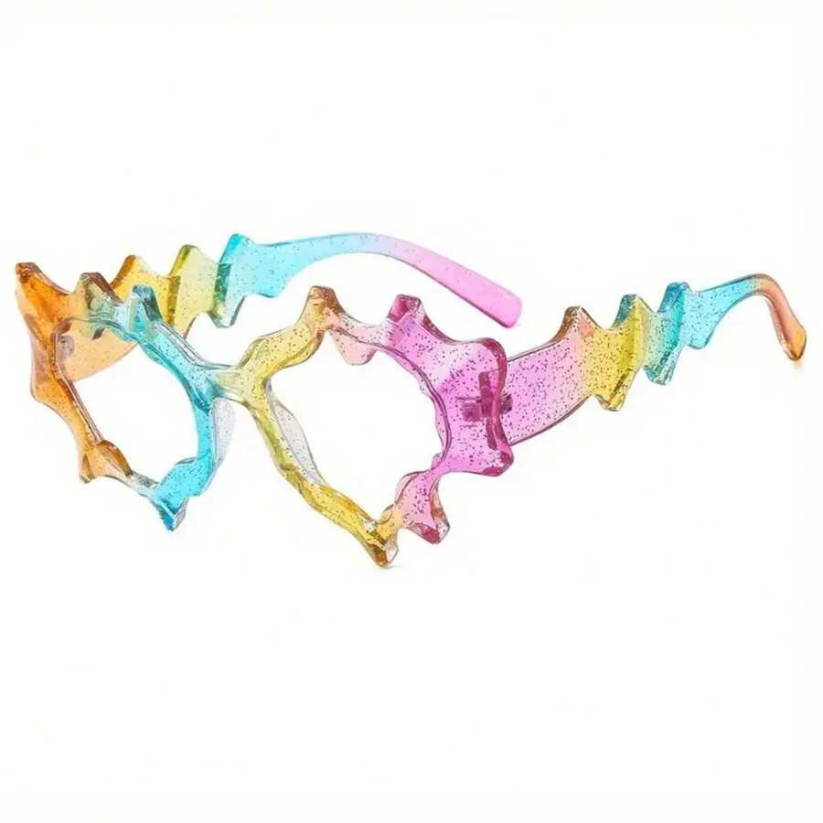 Fashionable Simple Unique Exaggerated Irregular Wave-Shaped Fashion Glasses - Mixed Color White - View 1