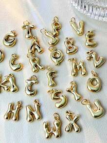 1 pieza Colgante con inicial de cobre, colgante de letra de globo DIY para hacer joyas, accesorio de colgante de letra elegante, adecuado para combinar a diario, gran regalo para el Día de Acción de Gracias, Navidad