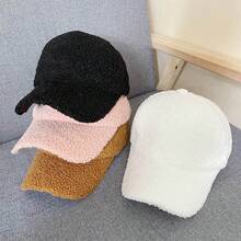 1pc Faux Fur Solid Color Warm Newsboy Cap, Versatile Casual Fashion Baseball Hat For Women