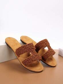 Neue Damen Große Größen bequeme, einfache Einriemen-Sandalen mit rundem Zehenbereich und Cut-Out-Muster, lässige, modische offene Zehensandalen für Strand, Urlaub und Sommer