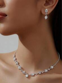 Elegant Minimalist Bridal Jewelry Set: Necklace & Earrings, Perfect Accessory For Wedding, Party, Banquet