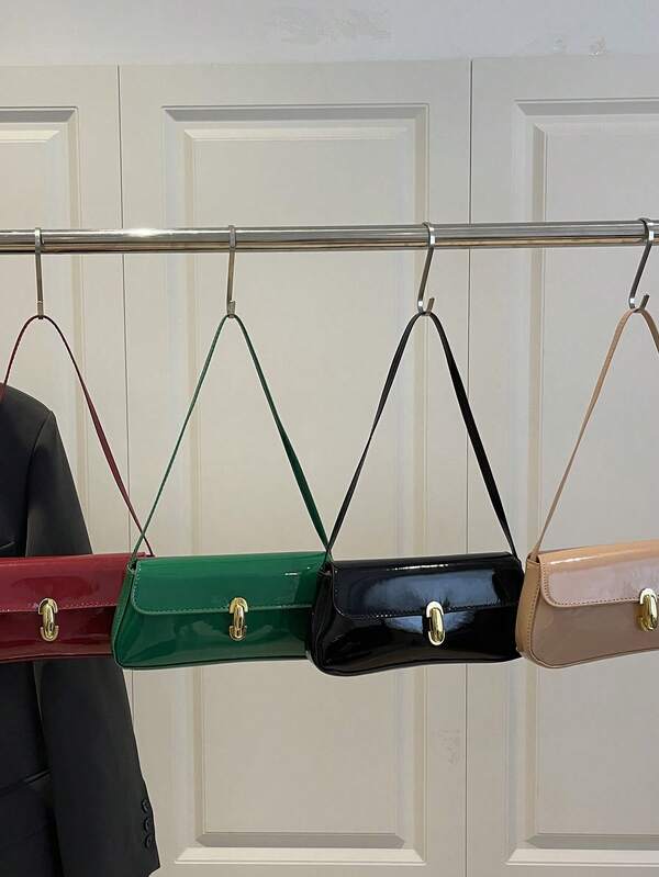 Women's Vintage Faux Oiled Leather Flap Decor One Shoulder Underarm Bag, Suitable For Dating, Outing, Party