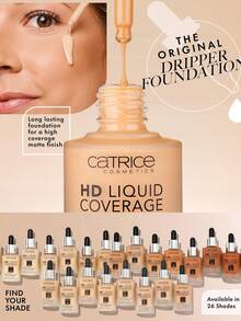 Catrice HD液体遮瑕粉底液010，轻盈液体，液体质地，自然遮瑕，面部遮瑕膏，均匀肤色，日常妆容，自然妆效，全效遮瑕，30毫升/1.01液体盎司。 - 010 - 查看 4