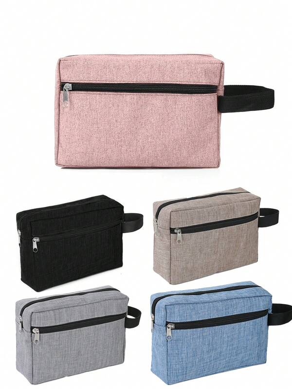 1pc Solid Color Toiletry Bag, Unisex Makeup Bag, Cosmetic Storage Pouch, Travel Organizer Bag For Cosmetics, Keys, Phone, Charger, Coins, Storage Wash Bag For Travel For Bathroom Large Capacity For Men For Women