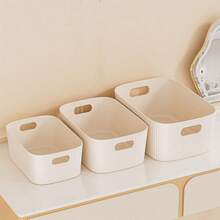 1 件/2 件/3 件 3 种尺寸塑料收纳盒/篮子,用于桌面零食、杂物、化妆品等,适合在宿舍、厨房整理,矩形形状 - 白色 - 查看 10