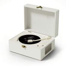 带扬声器的可充电皮革 CD 播放器，内置 3600mAh 电池，节日礼物，适合家居装饰的 BGM 播放器，复古，怀旧