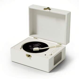 带扬声器的可充电皮革 CD 播放器，内置 3600mAh 电池，节日礼物，适合家居装饰的 BGM 播放器，复古，怀旧