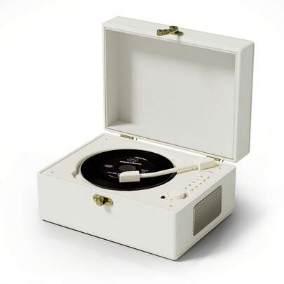 Uppladdningsbar läder-CD-spelare med högtalare, inbyggt 3600mAh batteri, festivalpresent, bakgrundsmusikspelare för heminredning, retro, vintage