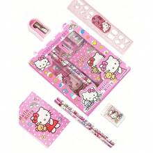 Sanrio 6/8/14 件套 Hello Kitty 卡通尺、卷笔刀、橡皮、笔记本套装，创意绘画办公用品，文具礼品套装，非常适合办公使用、派对礼品和收藏 - 英文书写派对笔记本 | 三丽鸥笔记本 | 耐用封面，非常适合作为赠品、2026 年新年礼物、毕业礼物或返校季礼物。