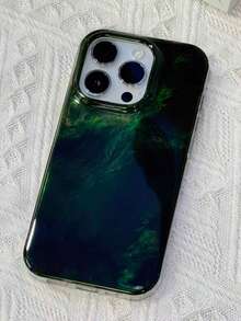 Fashionable Tie Dye Green Marble 15/17 Pro/17 Pro Max Phone Case, Luxury Aesthetic Design Full Coverage Protection Compatible With Iphone 16/14 Pro Max/13/12/11, Women - Green - View 6
