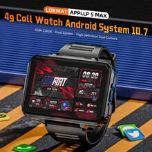 LOKMAT APPLLP 5 MAX智能手表，2.4英寸大屏，支持2G/3G/4G/5G电话卡，兼容安卓和设备，蜂窝数据，Wi-Fi上网，心率，血氧，健康监测，第三方应用APP下载，MTK6762芯片+PAR2822芯片，双系统，搭载安卓10.7系统 - APPLLP 5 MAX - 查看 5