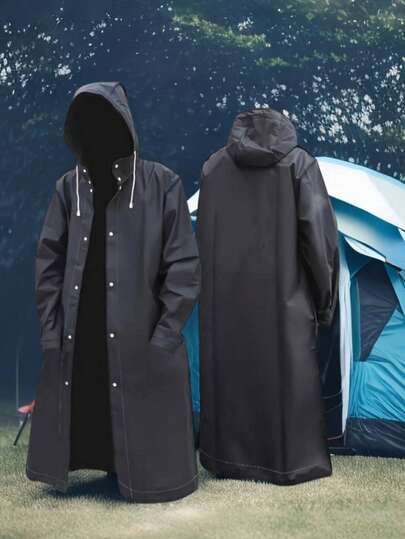 Hochwertige unisex Regenjacke mit Kapuze - verstellbarer Kordelzug, voller Körperbedeckung, locker sitzendes Athletik-Design, geeignet für Radfahren, Wandern, Angeln - Schwarz, Reitausrüstung | Minimalistischer Stil | Funktionaler Kordelzug