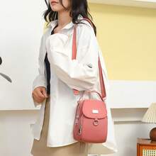 Christmas Decoration-Waterproof Women Crossbody Bag Nylon Messenger Bags Simple Purse For Work, Multi-Pocket Storage Shoulder Handbag.The Dimensions Of This Crossbody Bag Are 7.87in*1.96in*5.51in.It Is A Small, Versatile Backpack. - 粉色 - 查看 11